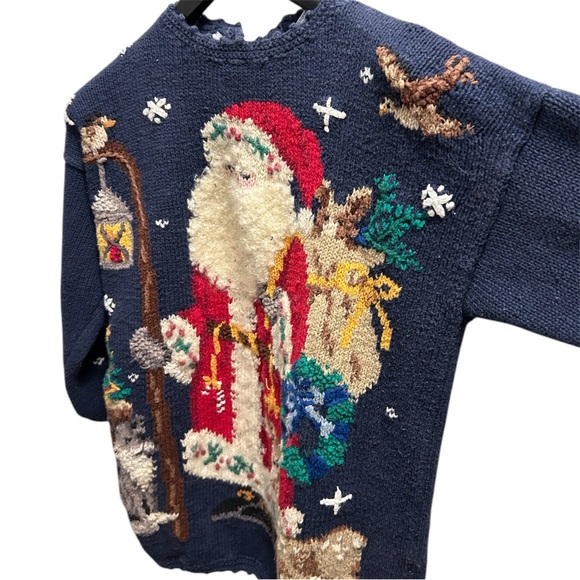 Extremely Detailed 3D Hand Knit Santa Claus Christmas Sweater - Picture 6 of 7